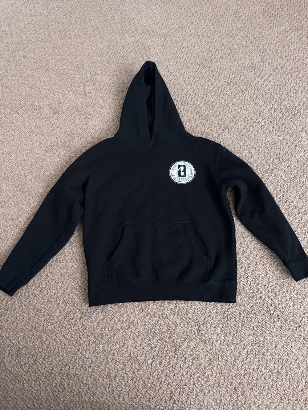Kids Black Hoodie with Circular Chest Logo